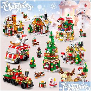 Modellbyggnadssatser Santa Claus Christmas Movie Mini Blocks Train Set Build Kit Diy Toy Lepin Brick för barn Drop Leverans Toys DH2JT