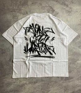 Damen T-Shirt T-Shirt Y2K Sommer Graffiti Print Rundhals Männer und Frauen Street Style Hip Hop Rock Neue Mode Harajuku Reine Baumwolle Lose Top T240129