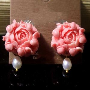 Kolczyki hibiscus mutabilis słodkowodne perły różowe koralowce kolczyki haczyk dar mody biżuteria klasyczny nowy rok ślub słodki