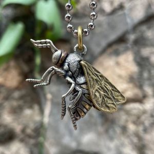 Necklaces Movable Wings Bee DIY Knife Beads Tools EDC Jewelry White Brass Pendant Keychain Accessories Umbrella Rope Woven Pearl