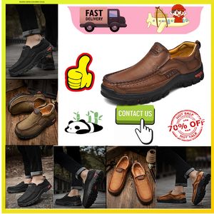 Sapatos casuais plataforma plana de luxo designer sapatos de couro genuíno mocassins de grandes dimensões para homens anti deslizamento resistente ao desgaste tênis de treinamento de couro