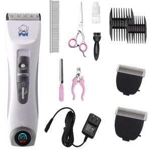 Clippers Professional CP9600 Pet Electric Racing LCD Display Cat Dog Trimmer Grooming Haircut Machine Silver Rechargeble Dog Clipper