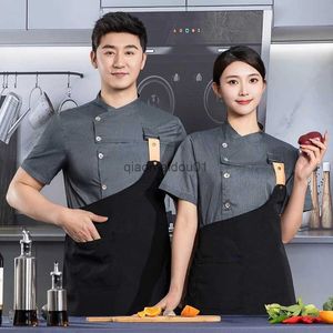 Others Apparel black chef uniform Chef Jacket Short Sleeve Cook Coat Chef T-shirt Baker Work Uniform Waiter Restaurant Hotel Clothes women