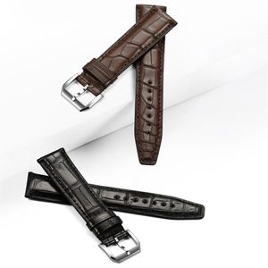 For IW 20mm 21mm 22mm Black Brown Watchband Leather Watch Strap With Silver Pin Buckle Watch Band275j