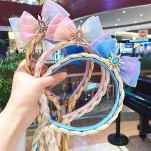 Acessórios de cabelo 2024 meninas peruca trança headband coroa infantil adereços de baile