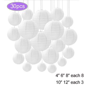 30pcs Mix Size Chinese Paper Lantern Wedding Balls Hanging Colorful Foldable Handmade Lantern Ball Lampshade Wedding Party Decor 240127