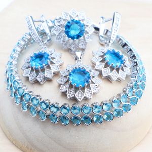 Halsband 925 Sterling Silver Jewelry Set Cubic Zirconia Costume Jewellery Wedding Armband Rings Ringes örhängen hänge halsband för kvinnor