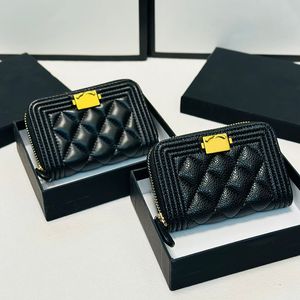 Damen-Designer-Mini-Geldbörse, Kaviar-/Lammleder, Gold-/Silber-Hardware, 10 x 5 cm, gestepptes Rautengitter, luxuriöser Reißverschluss, Kartenhalter, Geldbörse, hübsche Clutch-Münztasche