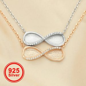 Pendants Keepsake Breast Milk Resin Infinity Pendant Settings,Double 8x10MM Pear Bezels 925 Sterling Silver Necklace 16''+2'' 1431163