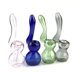 Färgglad kalebass tobaksrör med 5 tum tjockt pyrex glas aska catcher bongs skål röka handrör