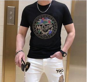 S-6XL anime camiseta masculina algodão gráfico strass de alta qualidade moda verão quente broca camisetas streetwear roupas masculinas xz