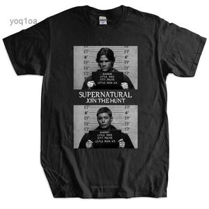 Męskie koszulki Męskie T-shirt T-shirt nadprzyrodzone koszulki Taratur Mugshot Supernatural Mugshot Sam Dean Winchester Sam unisex-tee-shirt