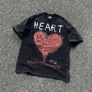 Men's T Shirts Frog Drift Streetwear Quality Fashion Brand Retro LOVE Graphics Printed Vintage Clothing Casual Loose Tees Tops Shirt For Men
