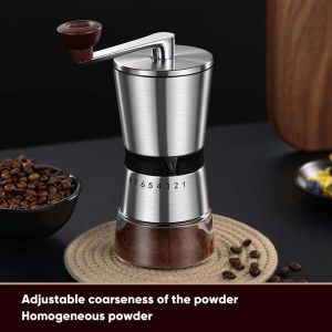 Mills Manual Coffee Bean Grinder Portable Mini Handfräsning Rostfritt stål Handgjorda kök Makande verktygstillbehör Partihandel