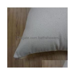 Enkel 12 oz Natural Canvas Pillow Case 18x18 Vanlig bomullsbroderi Blank ER Drop Delivery Dhjug