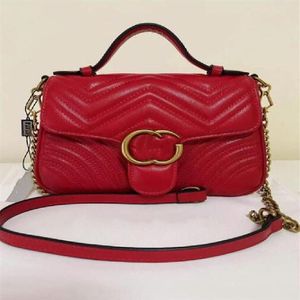 Promotion Marmont Chain shoulder bags Middle 24cm Red White Pink TOP Quality bags Ladies Handbag Retro Print Shoulder Gold Chain m243C