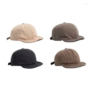 Ball Caps Short Brim Solid Color Adjustable Shade Men Baseball Cap Spring Autumn Sun Protection Soft Roof Snapback Dad Hat