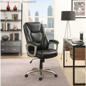 Andere Möbel: Schwerlast-Bürostuhl aus gebundenem Leder mit Memory-Schaum, 350 lb Kapazität, Schwarz Q240129