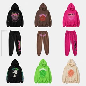 スパイダーフーディートラックスーツ技術セットデザイナートラックスーツSP5DER YOUNG THUG 555555 HOODIES MENレディースピンクジャケットスウェットシャツスパイダー555 2W32 2W32