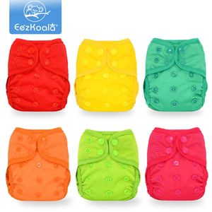 EezKoala 6Pcs/Set born Cover Baby Cloth Diaper Waterproof Cover Eco-friendly Nappies Reusable Washable Adjustable Pocket 240119