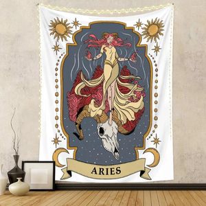 Tapestries Sun Moon Tarot Card Tapestry Wall Hanging Twelve Constellations Boho Hippie Blanket Curtains Home Bedroom Living Room