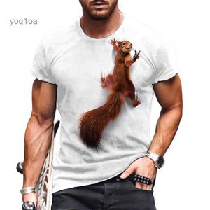 Men's T-Shirts Summer Lovely Squirrel Print Men's T-shirts Wild Animal Pattern Casual Crew Neck Loose Short Sleeve Tops Oversized Men Clothing