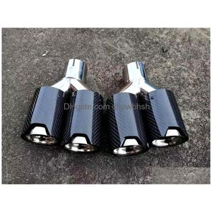 Exhaust Pipe 2 Pcs Car Carbon Fiber Twin End Pipes For 92Mm Outlet M Performance Dual Tips Drop Delivery Mobiles Motorcycles Parts Sy Dhokx