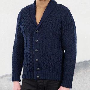 Herrtröjor Sticked Cardigan 2024 Höst- och vinter V-ringning Långärmad tröja ungdomar Casual Plus-size Top