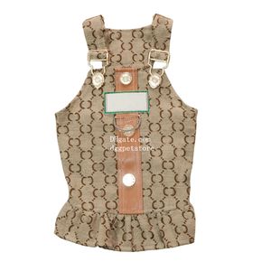 Designer Dog Dress Brand Dog Apparel Luxury Princess Pet Dresses With Classic Letter Mönster Spring Autumn Dog Kjol Valpkläder Jumpsuit för liten hund Khaki L A945