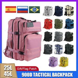 Torby turystyczne 25L/45L 3P Taktyczny plecak dla mężczyzn dla mężczyzn Pink Outdoor Camping Hunting Akcesoria wojskowe Molle Rucksacks Bag szturmowych YQ240129