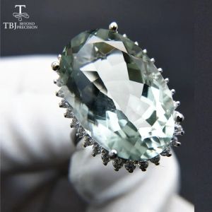 Ringe Tbj, großer grüner Amethyst-Quarz-Edelstein-Party-„auffälliger“ Ring in Splitter als Geburtstags-, Hochzeits-, schönes Geschenk mit Schmuckschatulle