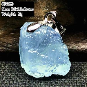 Crystal Top Natural Ocean Blue Aquamarine Stone Necklace Pendant Jewelry For Women Lady Man Reiki Crystal Silver Beads Gemstone AAAAA