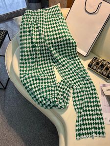 Women's Pants Oiinaa Green Baggy Women Y2k Plaid Fashion Slouchy High Waisted Wide Leg Streetwear Straight Trousers