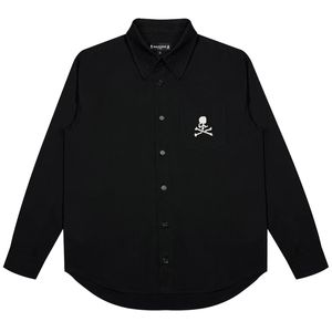 Männer Frauen Baumwolle Brief Drucken Shirts Lange Ärmel Mode Casual Shirts Schwarz Weiß