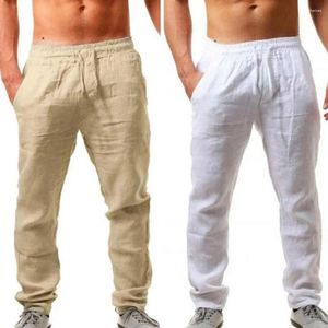 Men's Pants Mens Thin Style Cotton White Cargo Male Spring Breathable Solid Color Linen Trousers Fitness Streetwear Pantalon Homme