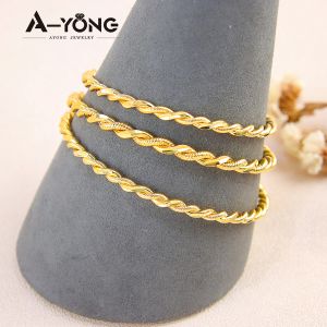 Bangle AYONG Dubai Gold Bracelets 18k Gold Plated Twisted Punk Personality Cuff Bangle Middle East Jewelry Vintage Wedding Party Parts