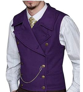 Purple Dress Vests For Men Slim Fit Mens Suit Vest Male Waistcoat Gilet Homme Double Breasted Sleeveless Formal Business Jacket 240119