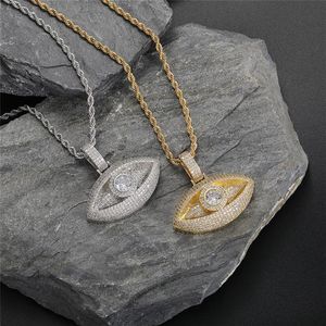Ice Diamond Eye Pendant Necklace Men and Women's Fashion Jewelry with Tennis Chain300F