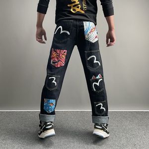 Nuovi jeans viola Jeans americani Jnco Jeans Y2k High Street Fashion Nuovo Big M Stampato Marchio di moda Ksubi Jeans Versatile sciolto dritto da uomo Casual Vero 1252