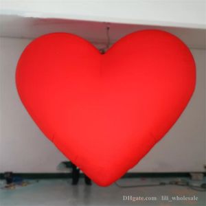 wholesale Large Lovely Red LED 3m 10ft Inflatable Heart Hanging Party Balloon Blower And Light Inside For Ceiling Decoration