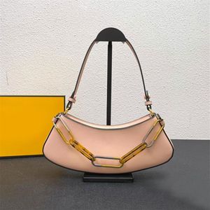 Half Moon Axillary Clutch Bag O'Lock Swing Handbags Purse Genuine Leather Double Handle Zipper Closure Fashion Letetrs Women 230Z