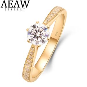 Ringar 100% Sterling Sier Ring 0,5CT Moissanite Diamonds Fine Jewelry Engagement Wedding Rings for Women