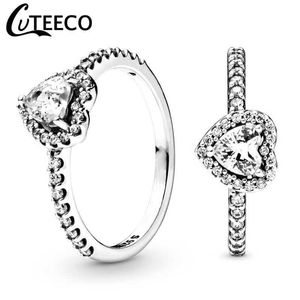 Band Rings Cuteeco 2019 Ny Luxurious Love Heart Zircon Wedding Rings for Women Engagement Ring Jewelry Valentine's Day Gift Anillos Mujer 240125