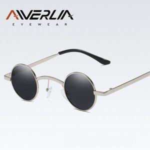 Aiverlia små runda solglasögon varumärkesdesign män kvinnor vintage cirkelglasögon metall ram runda nyanser ai58263f