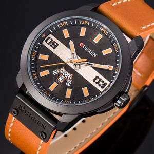 Curren Fashion Business Men Watches Data Data da semana de quartzo relógio impermeável Relógio Relógio Masculino Montre Homme3091