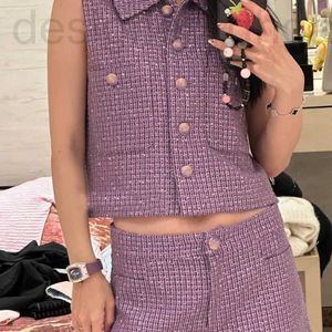 Women's Suits & Blazers designer Nanyou 2024 Early Spring New Product Small Fragrant Wind Purple Sequin Short Vest Coat Shorts Set for Women NX8I