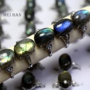 Stop meihan hurtowy Labradorite Gem Stone owalne koraliki Regulowane pierścionki Kobiety do biżuterii