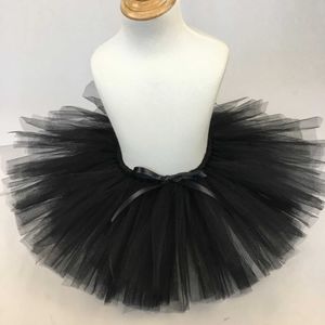 Skirts Baby Girls Black Tutu Skirt Kids Fluffy Tulle Ballet Pettiskirts Underskirts with Ribbon Bow Children Party Costume Skirts Cloth