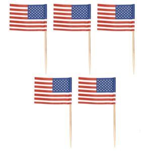 500アメリカ国旗のつまようじパーティーカップケーキ装飾砂ミニフードピック240127