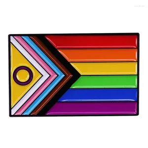 Broscher intersex inkluderande framsteg stolthet flagga emalj lapel pin lgbtq badge regnbåge brosch ryggsäck dekoration smycken